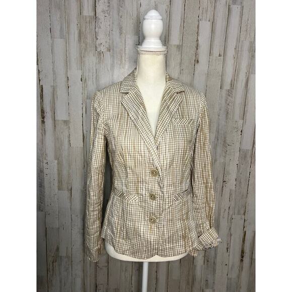 CAbi Women's Small Beige Check Blazer Jacket‎ #346 Business Casual - Picture 1 of 6